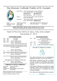 Feast of the Holy Family of Jesus, Mary and Joseph